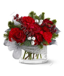 bouquet-natale-rose-e-garofani-argento